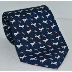 Alynn Silk Neck Tie Democratic Donkeys Navy Blue USA American Flag